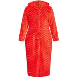 Women's Plus Size Zip Spot Robe - Red | AVENUE -Women Sale Shop GUEST 9254c2fb a36e 4d16 8b62 1fc02b330c33