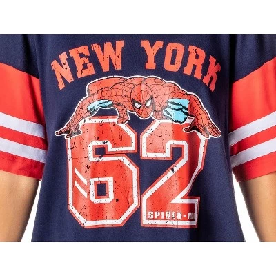 Marvel Comics Womens' Spider-Man 62 New York Nightgown Pajama Shirt Dress Blue 4 Marvel Comics Womens' Spider-Man 62 New York Nightgown Pajama Shirt Dress Blue - Image 2