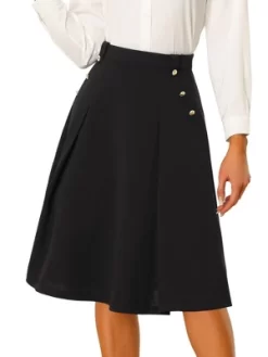 Allegra K Women's High Waist Button Decor Vintage Pleated Flared Midi Skirt 11 Allegra K Women's High Waist Button Decor Vintage Pleated Flared Midi Skirt -Women Sale Shop GUEST 92a02aba 1a95 4133 b892 e254a0e57ffe