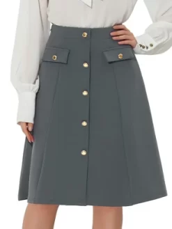 Allegra K Women's Button Decor Work A-Line Formal Knee Length Skirt -Women Sale Shop GUEST 92c2e8e9 82c5 40fa 85d4 2ed0685d0c27