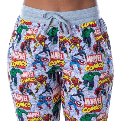 Marvel Women's Character Comic Book Print 2 Piece Jogger Pajama Set Grey 4 Marvel Women's Character Comic Book Print 2 Piece Jogger Pajama Set Grey - Image 2