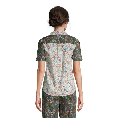 Lands' End Women's Short Sleeve Cotton Poplin Pajama Shirt 3 Lands' End Women's Short Sleeve Cotton Poplin Pajama Shirt