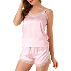 Allegra K Women's Lace Cami Shorts V Neck Camisole Satin Pajamas Set -Women Sale Shop GUEST 9365290b c2c8 49a8 aecf 9c78d2fce4d4