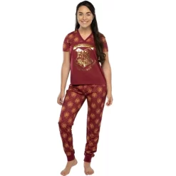 Harry Potter Short Sleeve Hogwarts Junior's Jogger PJ Pajama Set