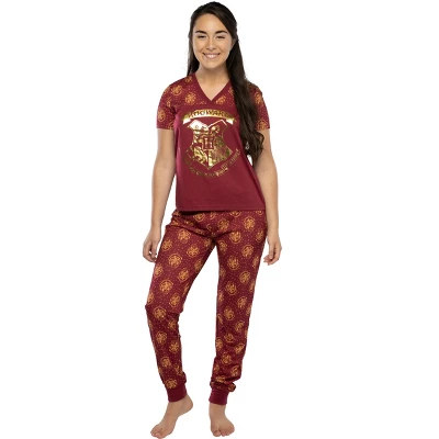 Harry Potter Short Sleeve Hogwarts Junior's Jogger PJ Pajama Set 3 Harry Potter Short Sleeve Hogwarts Junior's Jogger PJ Pajama Set