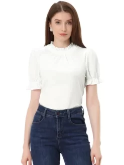 Allegra K Ruffle Collar Shirt For Women's Short Sleeve Velvet Tops Blouse 15 Allegra K Ruffle Collar Shirt For Women's Short Sleeve Velvet Tops Blouse -Women Sale Shop GUEST 967e612d 854a 4433 a94e b75eda4a501b