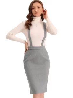 Allegra K Women's Pencil High Waist Adjustable Strap Split Back Bodycon Suspender Skirts -Women Sale Shop GUEST 97d93e42 2ab9 4e13 82e7 a88289cef73a