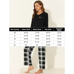 Cheibear Women's Long Sleeve Sleepwear Plaid Pants Nightwear With Pockets Lounge Pajama Sets -Women Sale Shop GUEST 988e0341 c64d 4aad a890 e08157fd262f