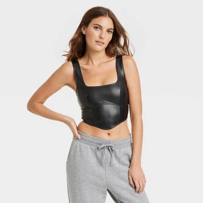 Women's Faux Leather Corset - Colsie™ Black 7 Women's Faux Leather Corset - Colsie™ Black - Image 5