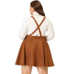 Agnes Orinda Women's Plus Size Faux Suede Overall A-Line Flared Skater Mini Skirt -Women Sale Shop GUEST 9a6ee122 a77a 4c40 9de8 178041477e69