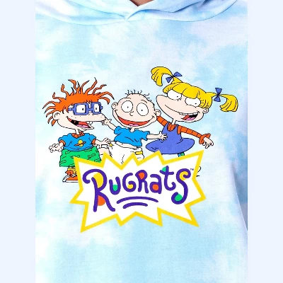 Rugrats Cartoon Tie Dye Womens' Pajama Loungewear Cropped Hooded Jogger Set PJ Blue 4 Rugrats Cartoon Tie Dye Womens' Pajama Loungewear Cropped Hooded Jogger Set PJ Blue - Image 2