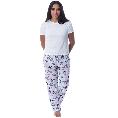 KISS Womens' All Over Band Logo And Faces Pastel Tie Dye Pajama Sleep Pants Multi 5 KISS Womens' All Over Band Logo And Faces Pastel Tie Dye Pajama Sleep Pants Multi - Image 3