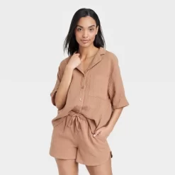 Women's 100% Cotton Gauze Short Sleeve Notch Collar Top - Stars Above™ 10 Women's 100% Cotton Gauze Short Sleeve Notch Collar Top - Stars Above™ -Women Sale Shop GUEST 9c3f87b4 23d6 4d92 b84d 8fe9872b90ca