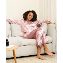 Mommesilk Piped Silk Pajamas Set For Women -Women Sale Shop GUEST 9d06d3f6 6499 4265 a540 4b75eda4ca6d