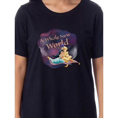 Disney Womens' Aladdin Movie Princess Jasmine Nightgown Sleep Pajama Shirt Black 3 Disney Womens' Aladdin Movie Princess Jasmine Nightgown Sleep Pajama Shirt Black
