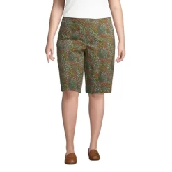 Lands' End Women's Plus Size Mid Rise Elastic Waist Pull On 12" Knockabout Chino Bermuda Shorts -Women Sale Shop GUEST 9fa7f0a2 df52 4718 8348 dd76bd962533