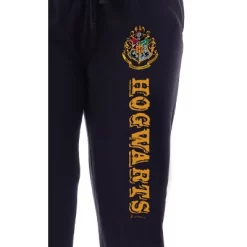 Harry Potter Womens' Hogwarts House Crest Sleep Jogger Pajama Pants Black