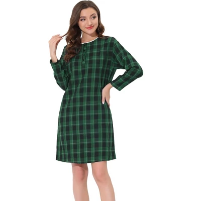 Cheibear Womens Nightgown Sleepshirt With Pockets Lounge Sleepwear Plaid Pajama Dress 8 Cheibear Womens Nightgown Sleepshirt With Pockets Lounge Sleepwear Plaid Pajama Dress - Image 6