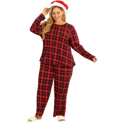 Agnes Orinda Women's Plus Size Nightgown Pajama Sets Buffalo Plaid Check Side Pocket Elastic Waist Relaxed Fit Sleepwear Pajamas 4 Agnes Orinda Women's Plus Size Nightgown Pajama Sets Buffalo Plaid Check Side Pocket Elastic Waist Relaxed Fit Sleepwear Pajamas - Image 2