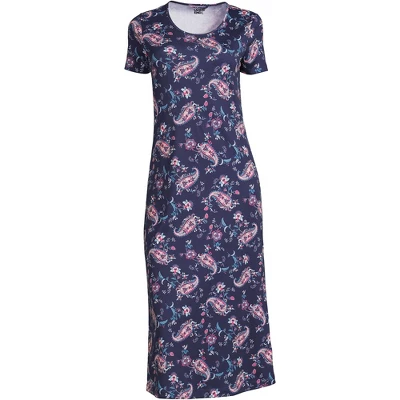 Lands' End Women's Supima Cotton Short Sleeve Midcalf Nightgown Dress 7 Lands' End Women's Supima Cotton Short Sleeve Midcalf Nightgown Dress - Image 5