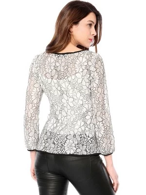 Allegra K Women's Semi-Sheer Elegant Tie Waist Long Sleeve Top Floral Lace Peplum Blouses 6 Allegra K Women's Semi-Sheer Elegant Tie Waist Long Sleeve Top Floral Lace Peplum Blouses - Image 4