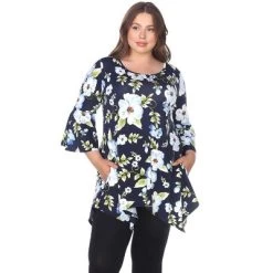 Women's Plus Size Floral Printed Blanche Tunic Top With Pockets - White Mark -Women Sale Shop GUEST a3256041 ff1b 4629 a6b1 9e6f4cc33c5e