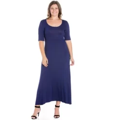 24seven Comfort Apparel Womens Plus Size Elbow Length Sleeve Maxi Dress -Women Sale Shop GUEST a43f4186 ded8 409b 87cd 16fbc029b82f