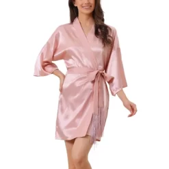 Cheibear Womens Satin Robes Pajama Bridal Party Tie Waist Mini Bathrobe -Women Sale Shop GUEST a5fcb905 d2e8 40a3 85e6 130e6c72f58e