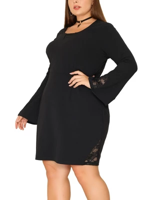 Agnes Orinda Women's Plus Size Cocktail Party Lace Bodycon Bell Sleeve Dress 3 Agnes Orinda Women's Plus Size Cocktail Party Lace Bodycon Bell Sleeve Dress
