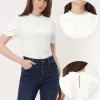 Allegra K Ruffle Collar Shirt For Women's Short Sleeve Velvet Tops Blouse -Women Sale Shop GUEST a731d47f 4620 4f00 b7db d6ba10083c4c