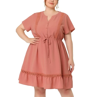 Agnes Orinda Women's Plus Size Elegant Short Sleeve Tie Waist Ruffle Hem At Kness Dresses 11 Agnes Orinda Women's Plus Size Elegant Short Sleeve Tie Waist Ruffle Hem At Kness Dresses - Image 9