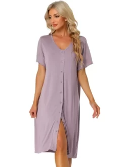 Cheibear Womens Modal Nightshirt Soft Button Down Nightgown Short Sleeve Pajama Sleepshirt -Women Sale Shop GUEST a83d4787 afe3 4c8b 8a32 4d486d076b56