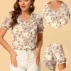 Allegra K Women's Ruffle V Neck Puff Short Sleeve Floral Blouse 1 Allegra K Women's Ruffle V Neck Puff Short Sleeve Floral Blouse -Women Sale Shop GUEST a9cf11d7 2ed0 48c7 a2cd a75949bd7013