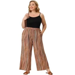 Agnes Orinda Women's Plus Size Boho Palazzo Lounge Wide Leg Pants With Elastic Waist And Stripe -Women Sale Shop GUEST aa3ce841 6bf0 4e26 a6ba f7eac3f626eb
