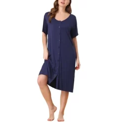 Cheibear Womens Modal Nightshirt Soft Button Down Nightgown Short Sleeve Pajama Sleepshirt -Women Sale Shop GUEST aaa667b4 0b67 4deb a892 110cfcdbc59a