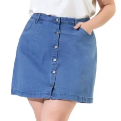Agnes Orinda Women's Plus Size Denim Button Side Pocket Casual Jean A-Line Mini Skirt -Women Sale Shop GUEST acd3fd06 bd60 496f aba8 cda2add426f0