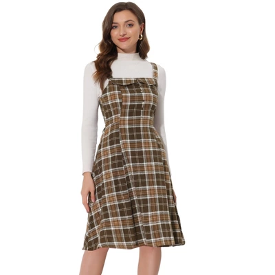 Allegra K Women's Plaid Sleeveless Tie Back A-Line Overall Pinafore Dresses 7 Allegra K Women's Plaid Sleeveless Tie Back A-Line Overall Pinafore Dresses - Image 5
