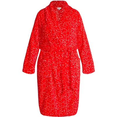 Women's Plus Size Love Heart Robe - Red Heart | AVENUE 4 Women's Plus Size Love Heart Robe - Red Heart | AVENUE - Image 2