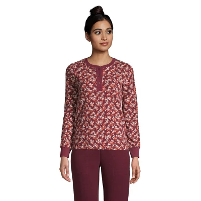 Lands' End Women's Waffle Henley Sleep Shirt 5 Lands' End Women's Waffle Henley Sleep Shirt - Image 3