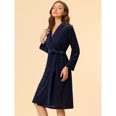 Allegra K Women's Velvet Bathrobe Soft Lounge Pajamas Sleepwear Tie Waist Flannel Robe 5 Allegra K Women's Velvet Bathrobe Soft Lounge Pajamas Sleepwear Tie Waist Flannel Robe - Image 3