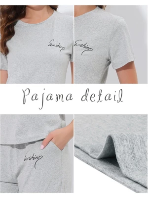 Cheibear Womens Sleepwear Pajama Set Round Neck Nightwear Lounge Pjs With Capri Pants 5 Cheibear Womens Sleepwear Pajama Set Round Neck Nightwear Lounge Pjs With Capri Pants - Image 3