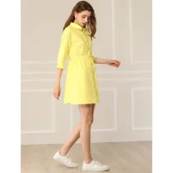 Allegra K Women's 3/4 Sleeve Button Front Flare Mini Shirt Dress -Women Sale Shop GUEST b350dd8b f0ec 4136 8ec5 1bafc970f0a8