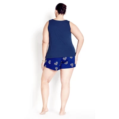 Women's Plus Size Bright Days 3 Piece Sleep Set - Cerulean | AVENUE 3 Women's Plus Size Bright Days 3 Piece Sleep Set - Cerulean | AVENUE