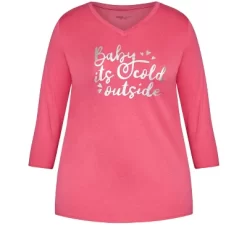 Women's Plus Size Cold Outside Sleep Top - Pink | AVENUE -Women Sale Shop GUEST b50f534a 1126 4751 b003 ec506e0d96ba