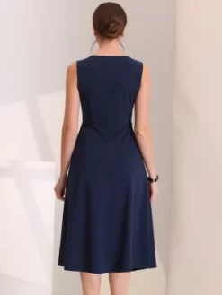 Allegra K Women's Striped Crew Neck Sleeveless A-Line Midi Work Office Dress 11 Allegra K Women's Striped Crew Neck Sleeveless A-Line Midi Work Office Dress -Women Sale Shop GUEST b57c6009 081d 4226 b069 dd1e52bc87c6