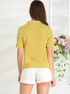 Allegra K Women's Bow Tie Collar Elegant Office Short Sleeve Blouse -Women Sale Shop GUEST b5d18d7e 44dd 46e1 924d 50138edf3061