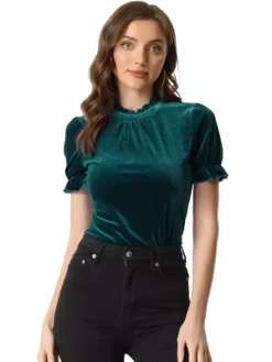 Allegra K Ruffle Collar Shirt For Women's Short Sleeve Velvet Tops Blouse 18 Allegra K Ruffle Collar Shirt For Women's Short Sleeve Velvet Tops Blouse -Women Sale Shop GUEST b7811139 6397 4e04 bad3 63bfe22adffd
