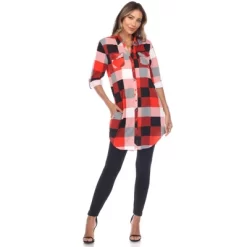 Women's Roll Tab Sleeve Plaid Buttoned Top - White Mark -Women Sale Shop GUEST b7bdfeb2 a9ad 47b8 b212 58151e3c17b6