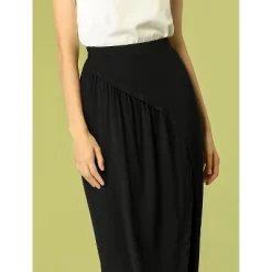 Allegra K Women's Skirt Split Ruched High Waist Summer Beach Maxi Skirts -Women Sale Shop GUEST b981c7f5 048a 4045 8a87 c653ccda735f