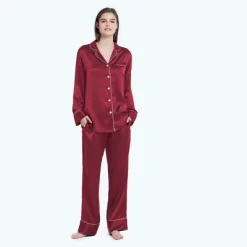 Mommesilk Piped Silk Pajamas Set For Women -Women Sale Shop GUEST baa8394e 973c 4e14 bc4c 327468028a91